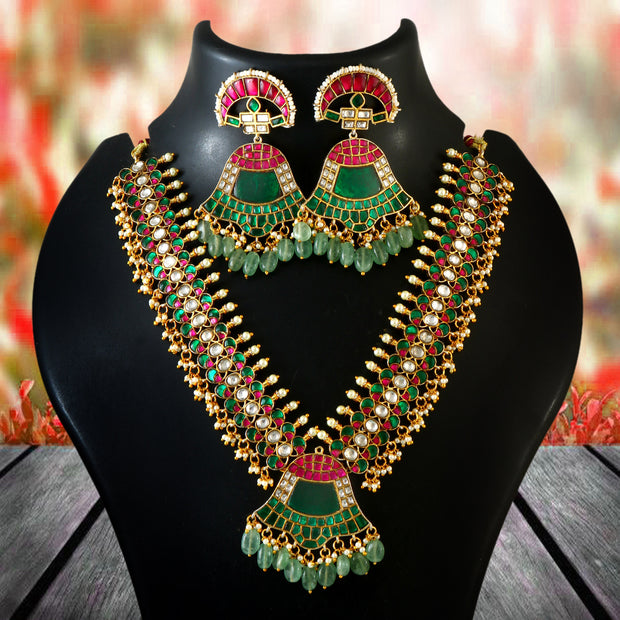 NK-264 Jadau Kundan Necklace with Emerald