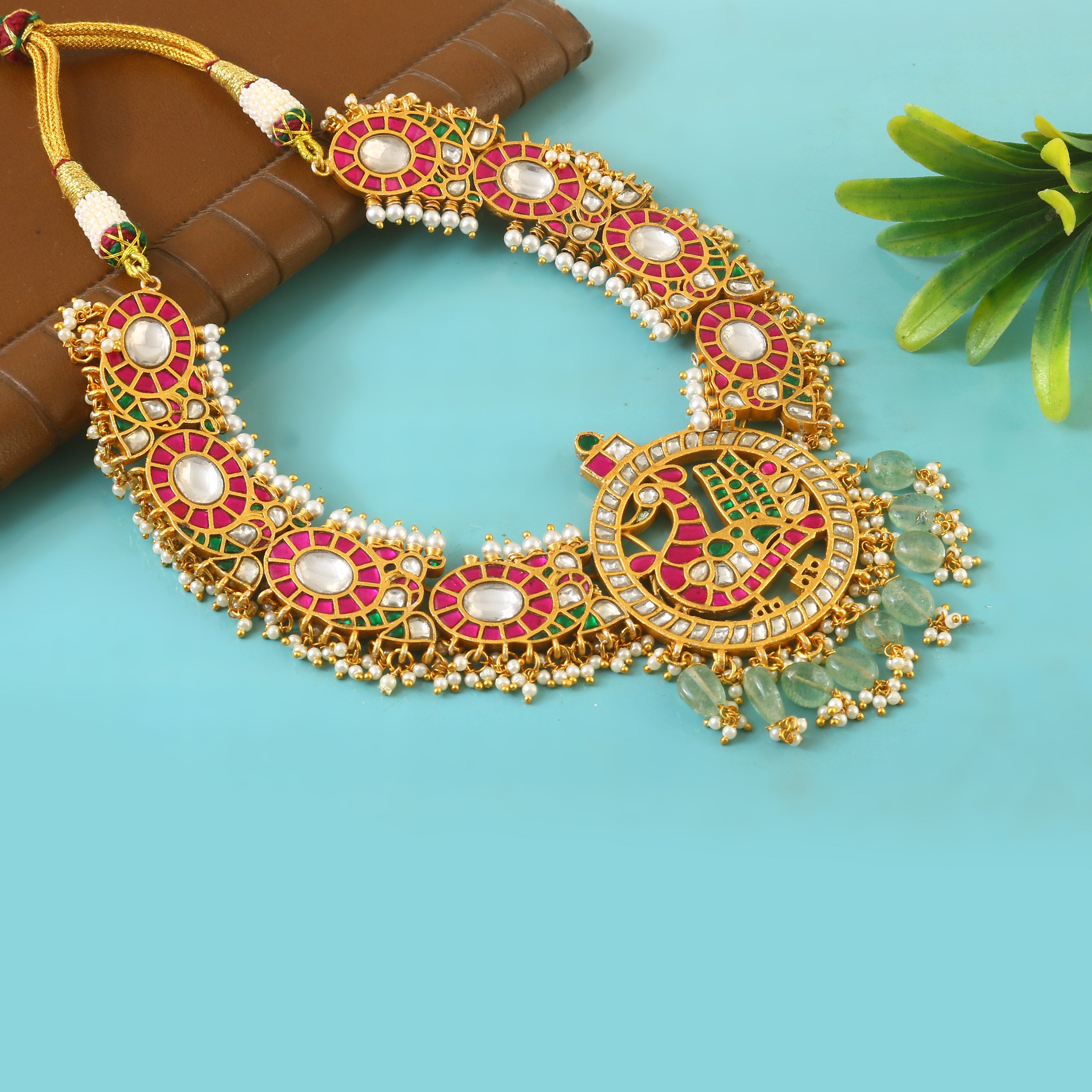 NK-266 - Jadau Kundan Necklace with Emerald