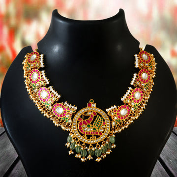 NK-266 - Jadau Kundan Necklace with Emerald