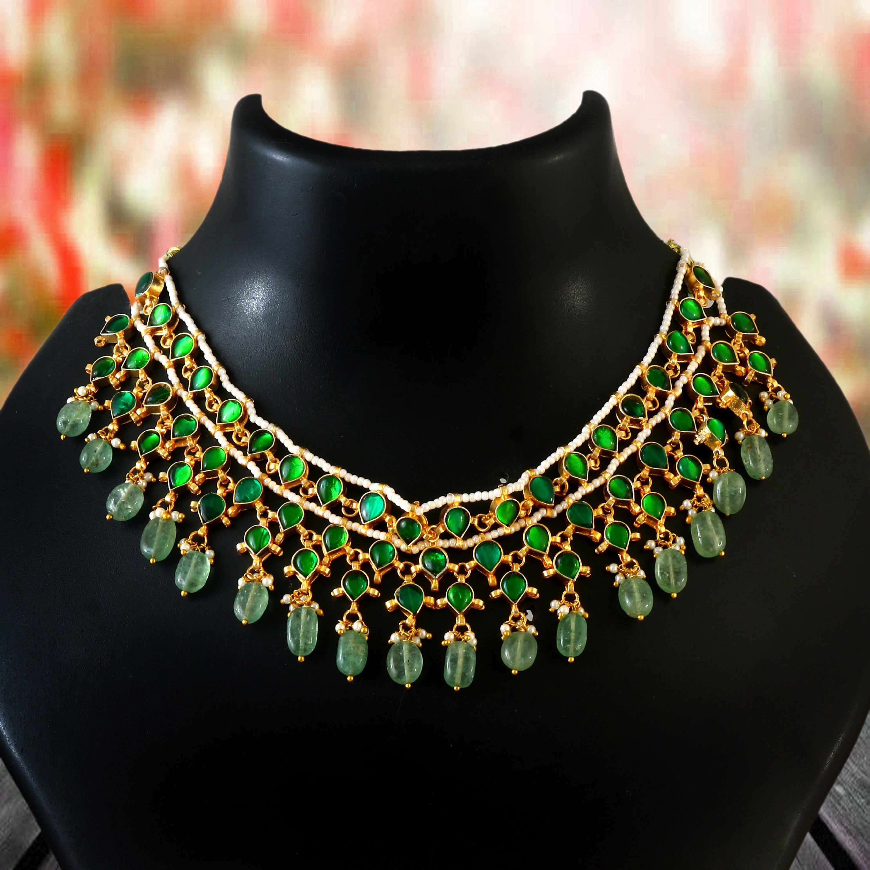 NK-267 - Jadau Kundan Necklace with Emerald