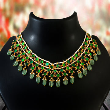 NK-267 - Jadau Kundan Necklace with Emerald