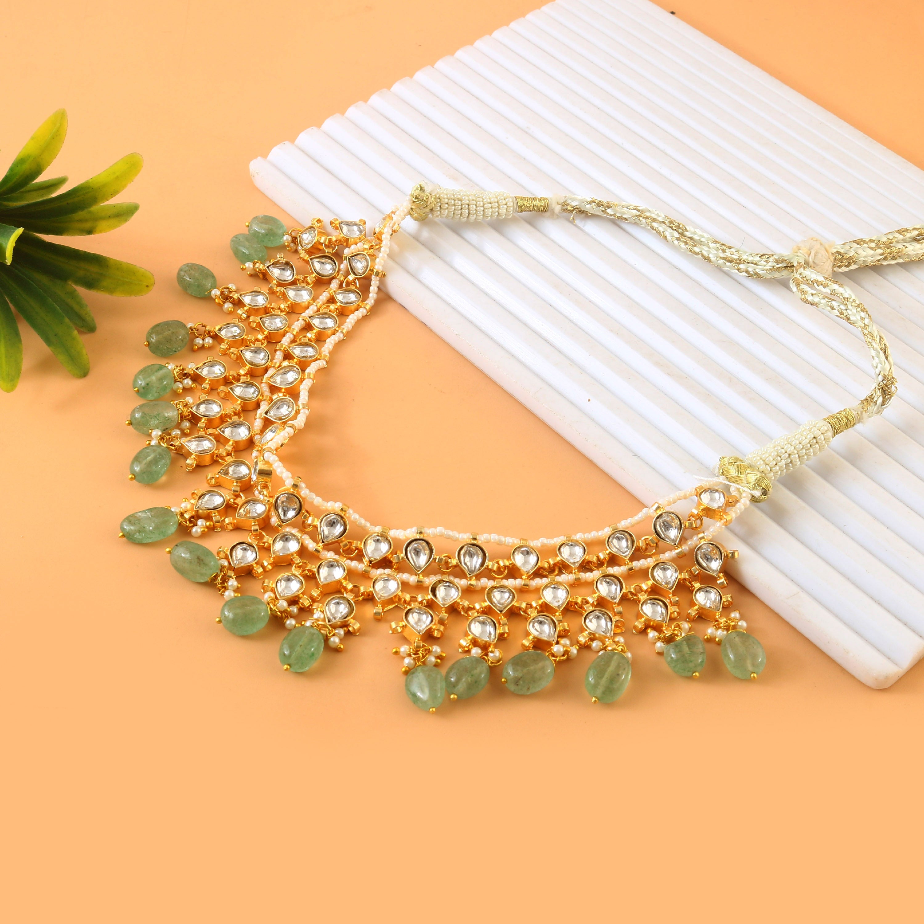 NK-268- Jadau Kundan Necklace with Emerald