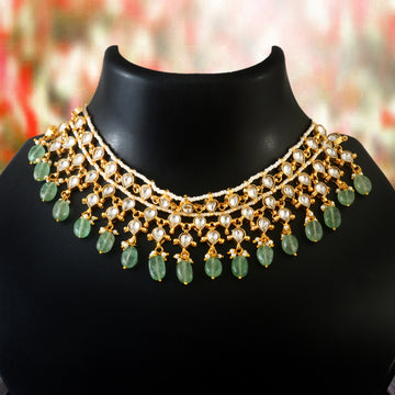 NK-268- Jadau Kundan Necklace with Emerald