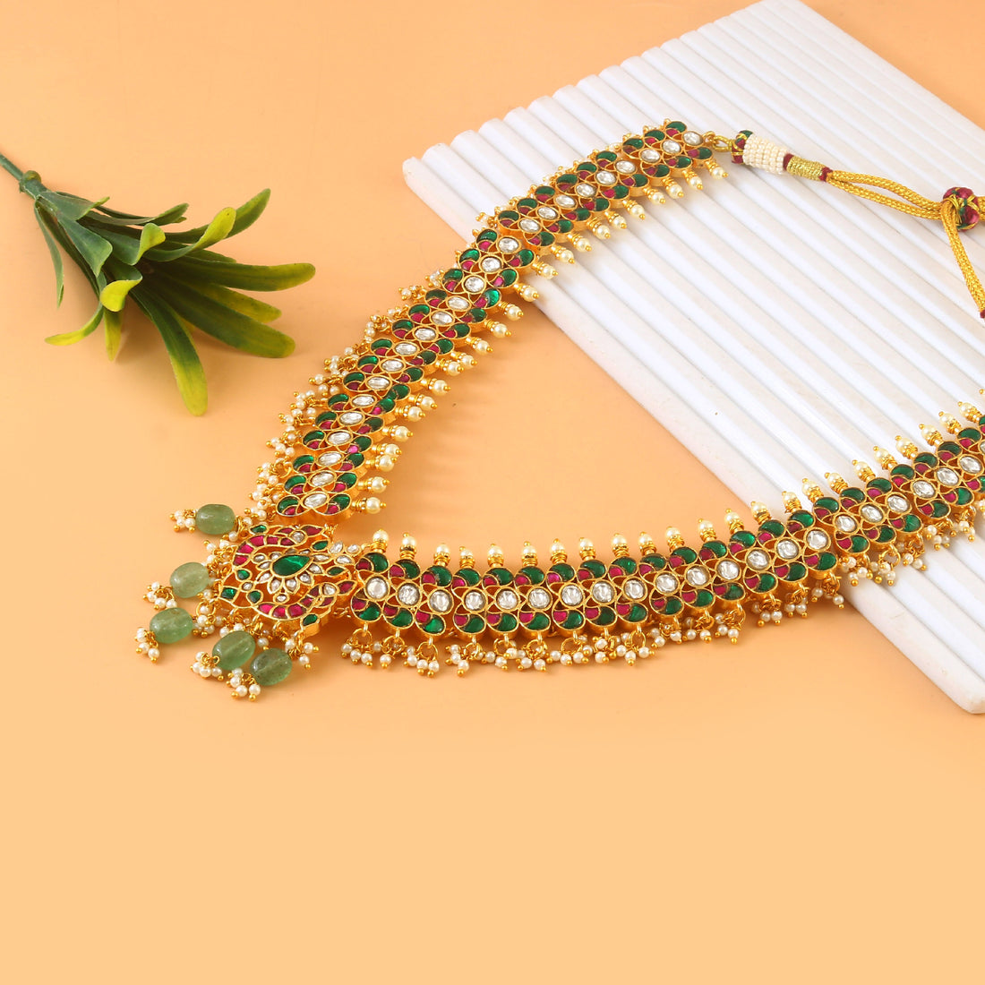 NK-269- Jadau Kundan Necklace with Emerald