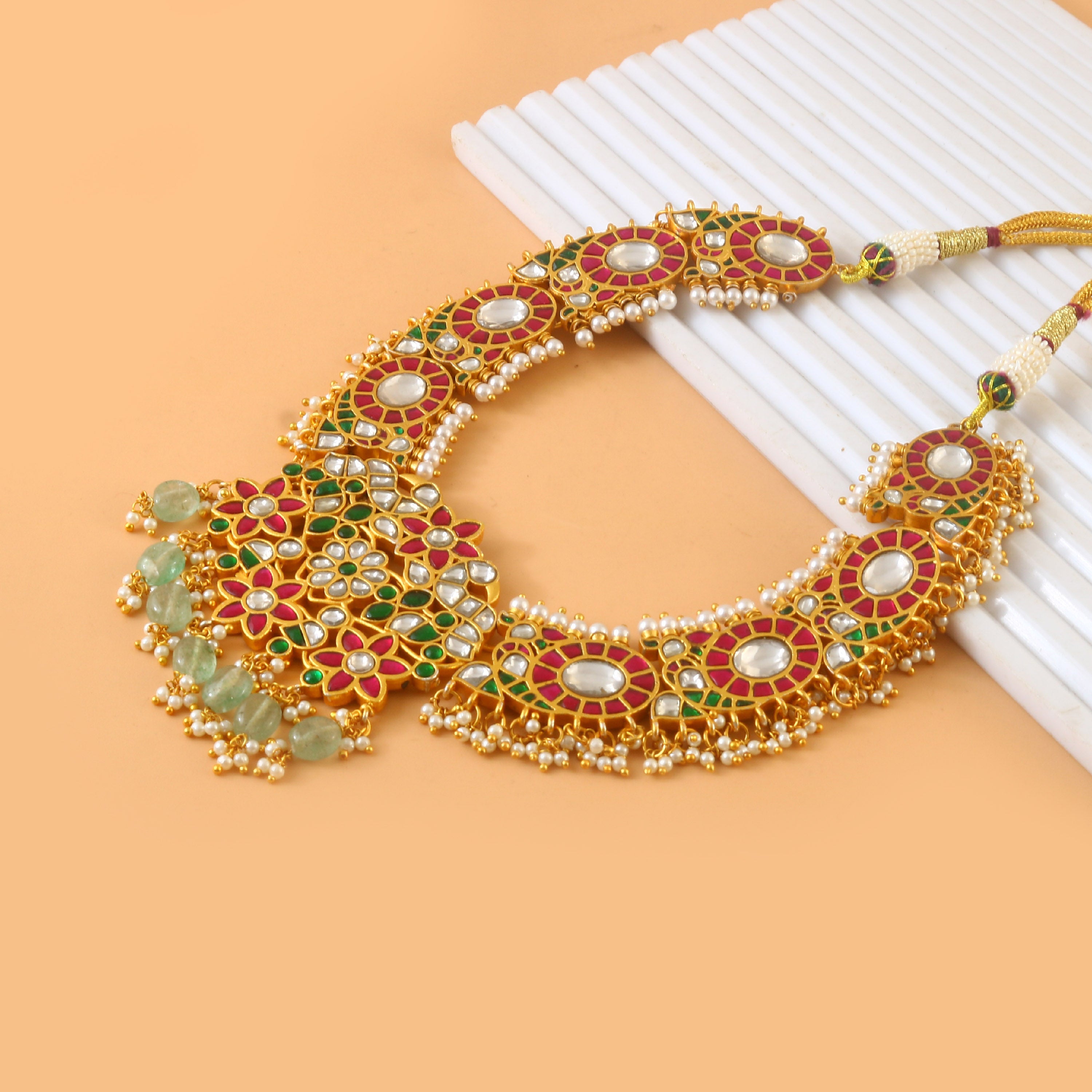 NK-270- Jadau Kundan Necklace with Emerald