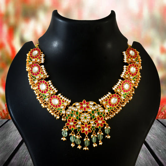 NK-270- Jadau Kundan Necklace with Emerald
