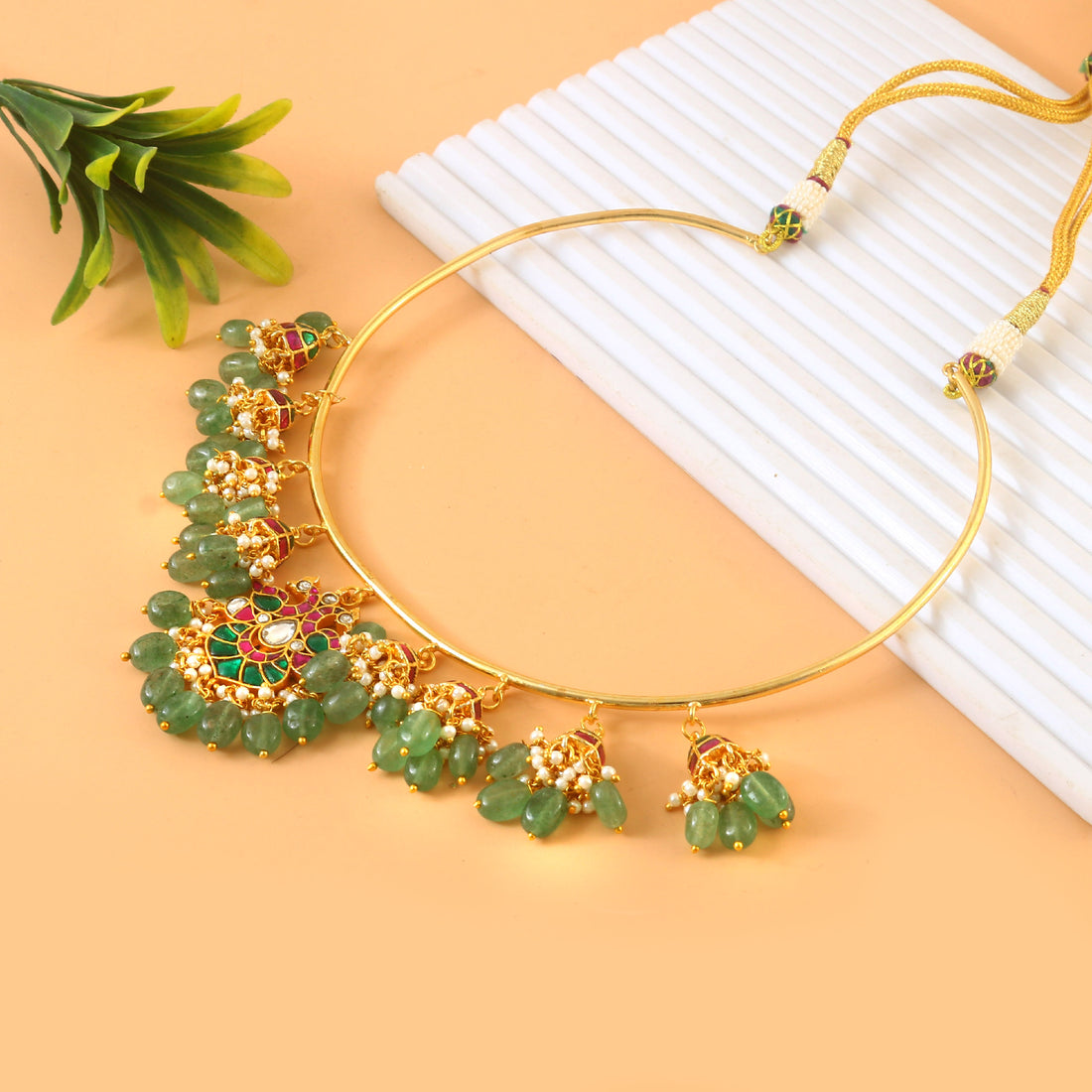NK-272- Jadau Kundan Necklace with Emerald