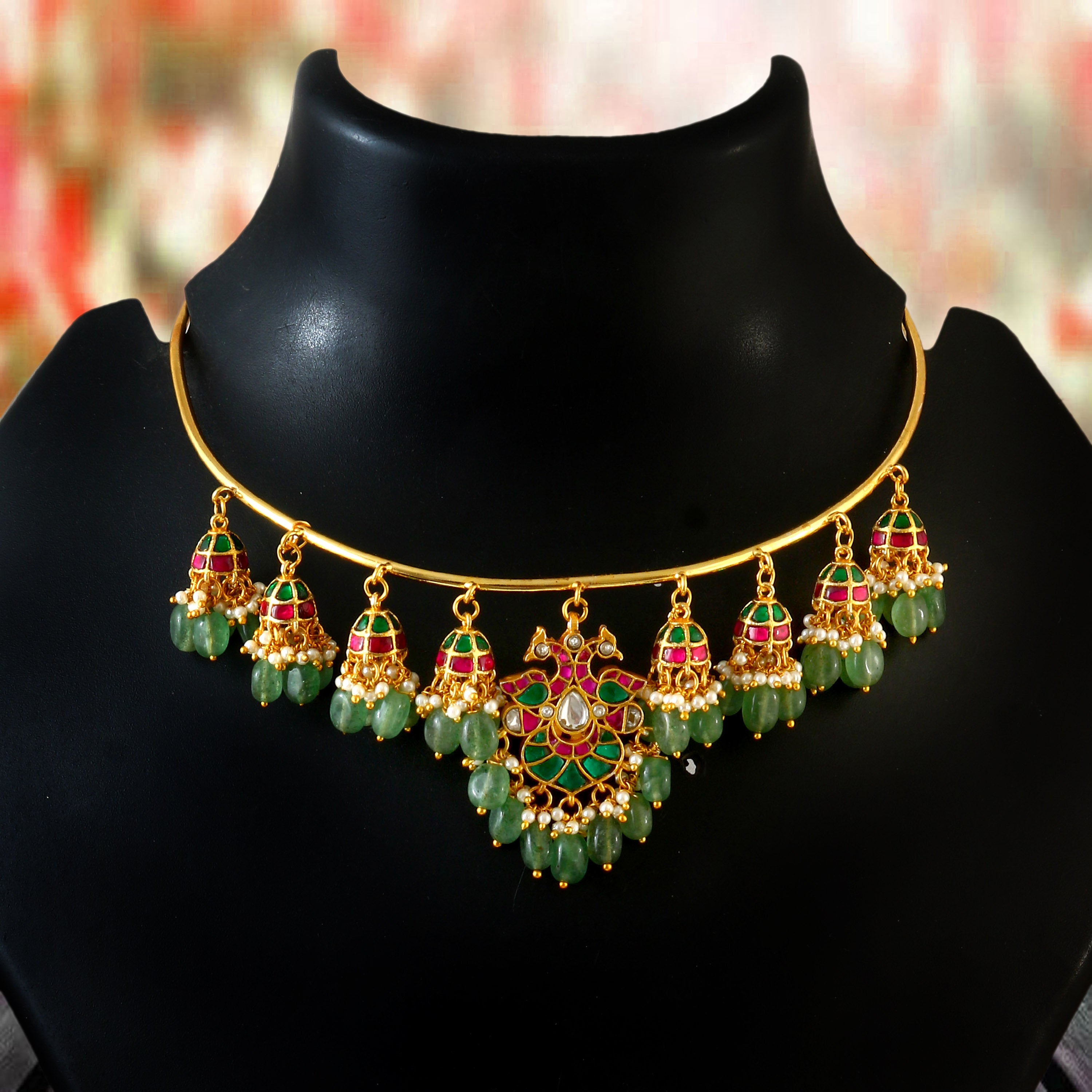 NK-272- Jadau Kundan Necklace with Emerald