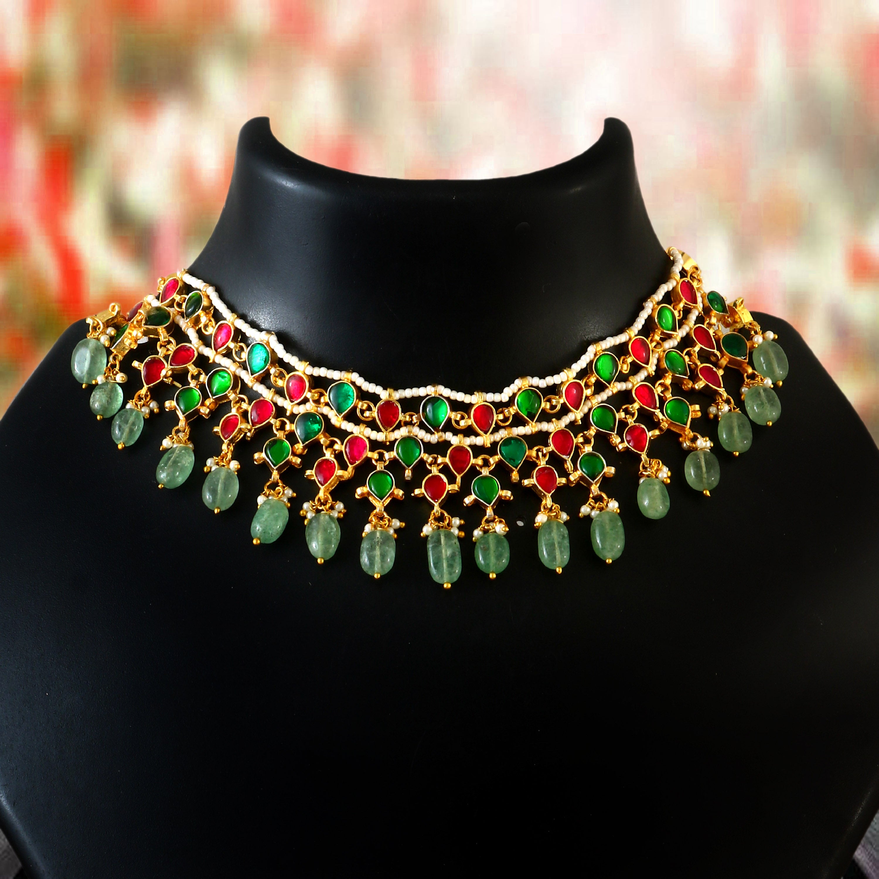 NK-276- Jadau Kundan Necklace with Emerald