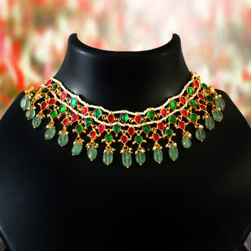 NK-276- Jadau Kundan Necklace with Emerald
