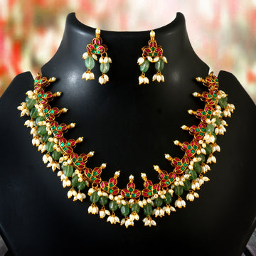 NK-277- Jadau Kundan Necklace with Emerald