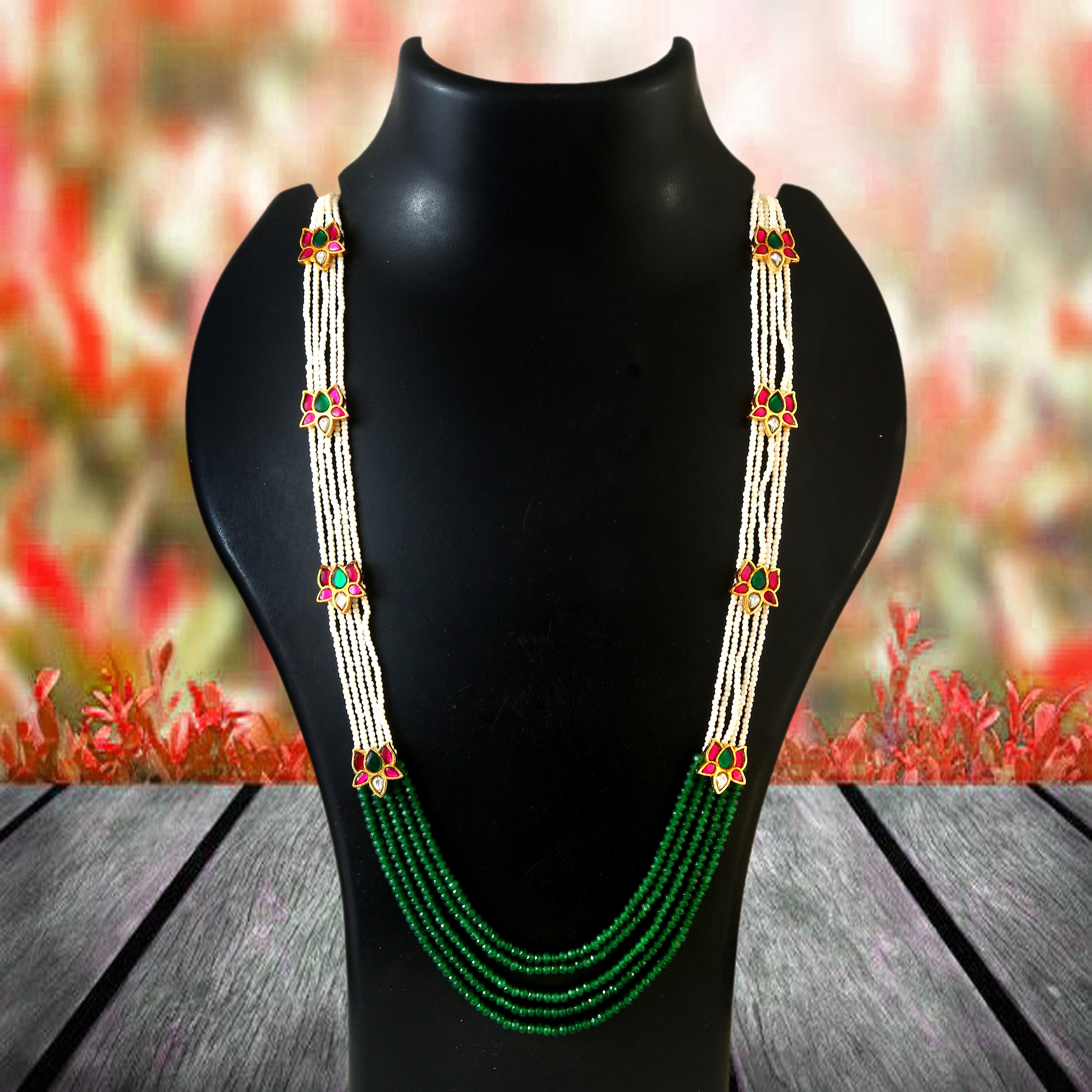 NK-279- Jadau Kundan Necklace with Emerald