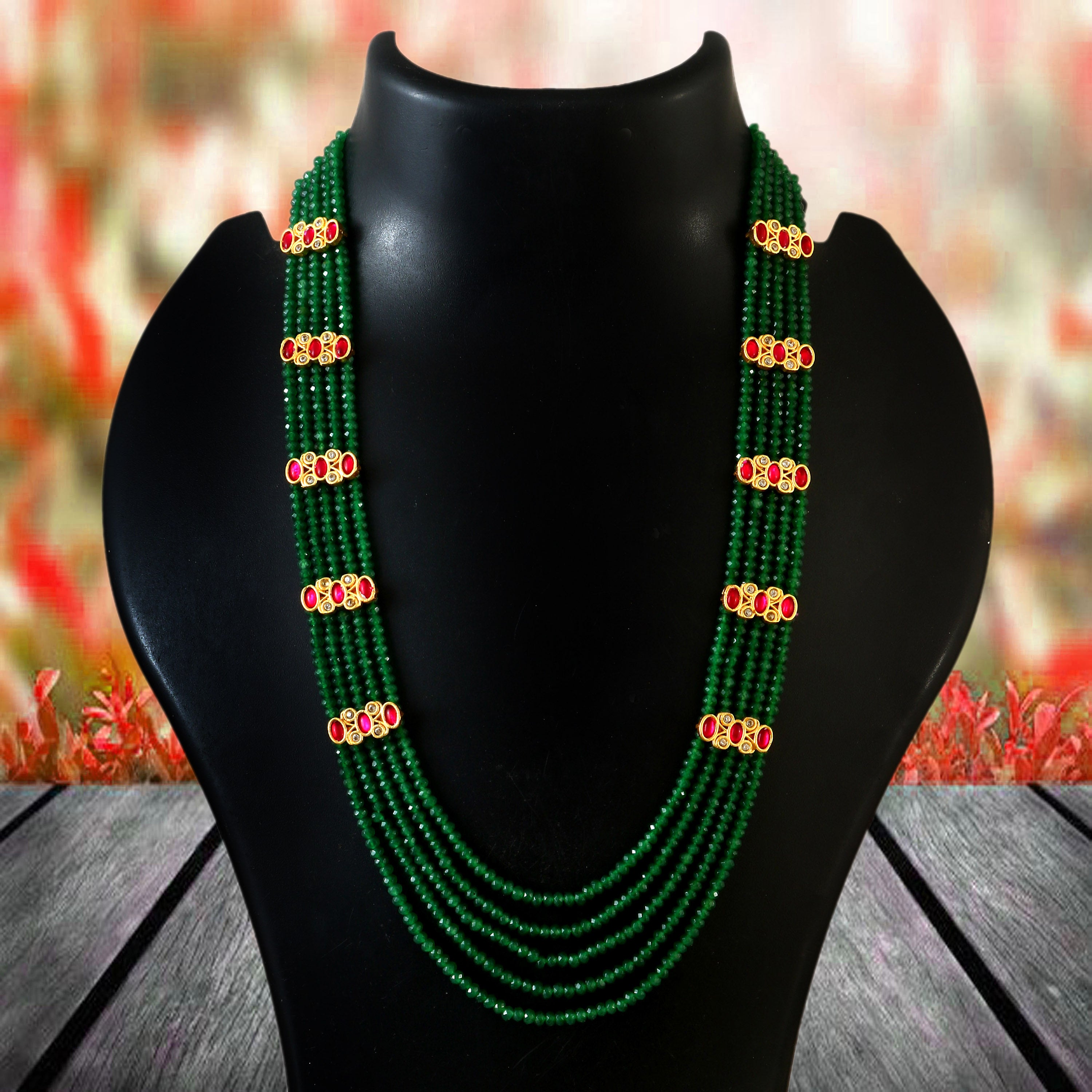 NK-280- Jadau Kundan Necklace with Emerald