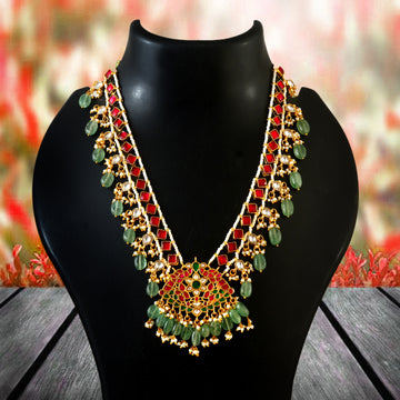 NK-281- Jadau Kundan Necklace with Emerald