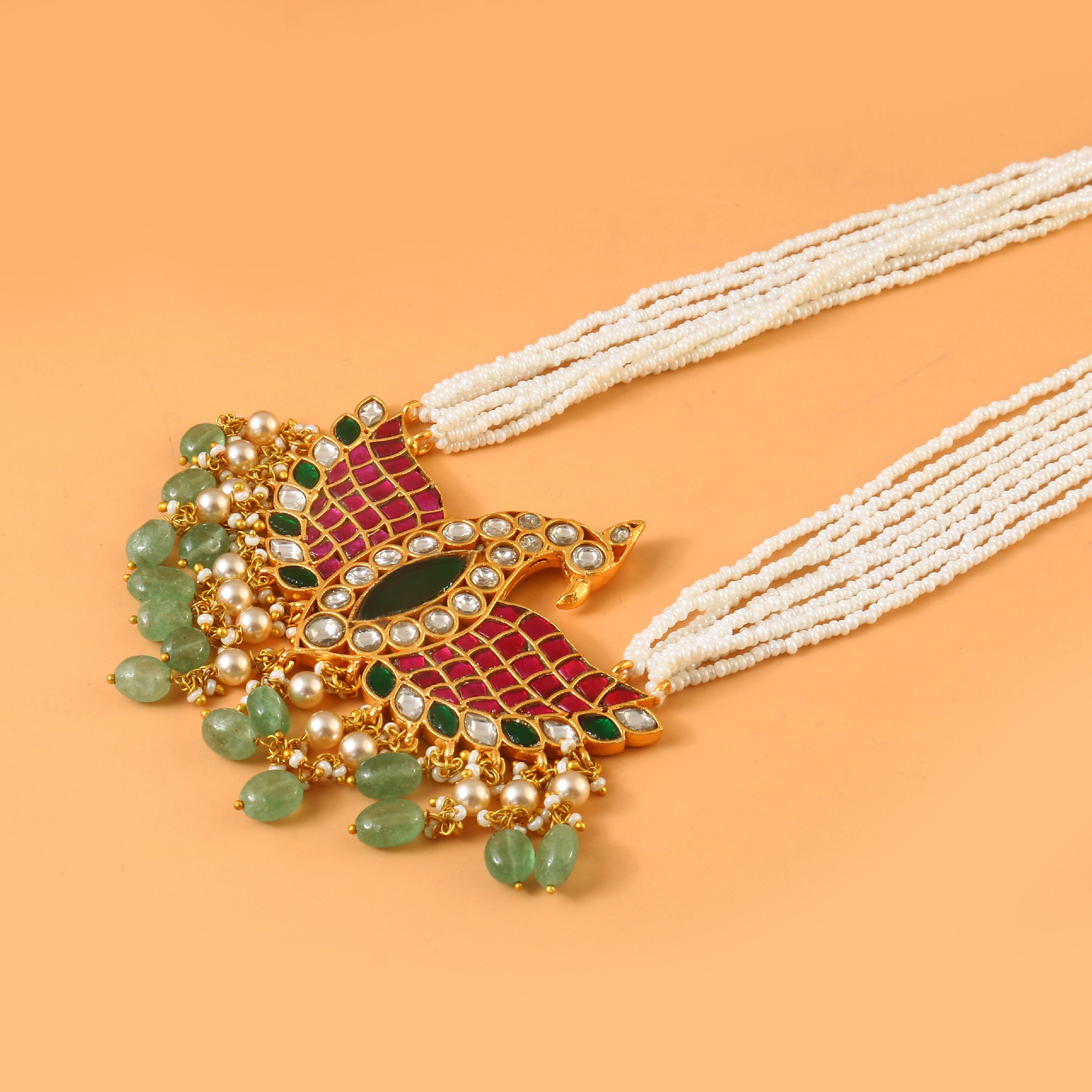 NK-282- Jadau Kundan Necklace with Emerald