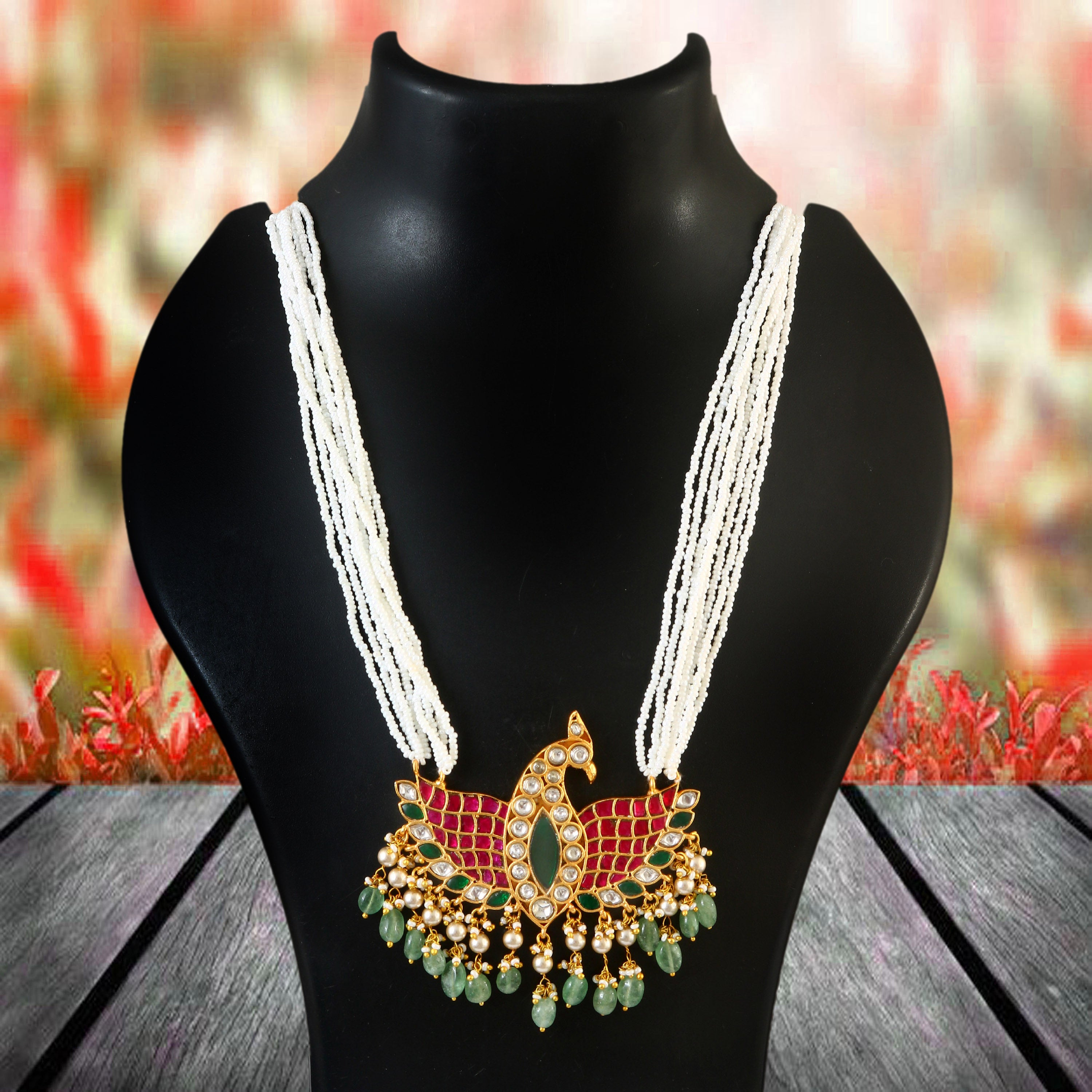 NK-282- Jadau Kundan Necklace with Emerald