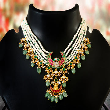 NK-283- Jadau Kundan Necklace with Emerald