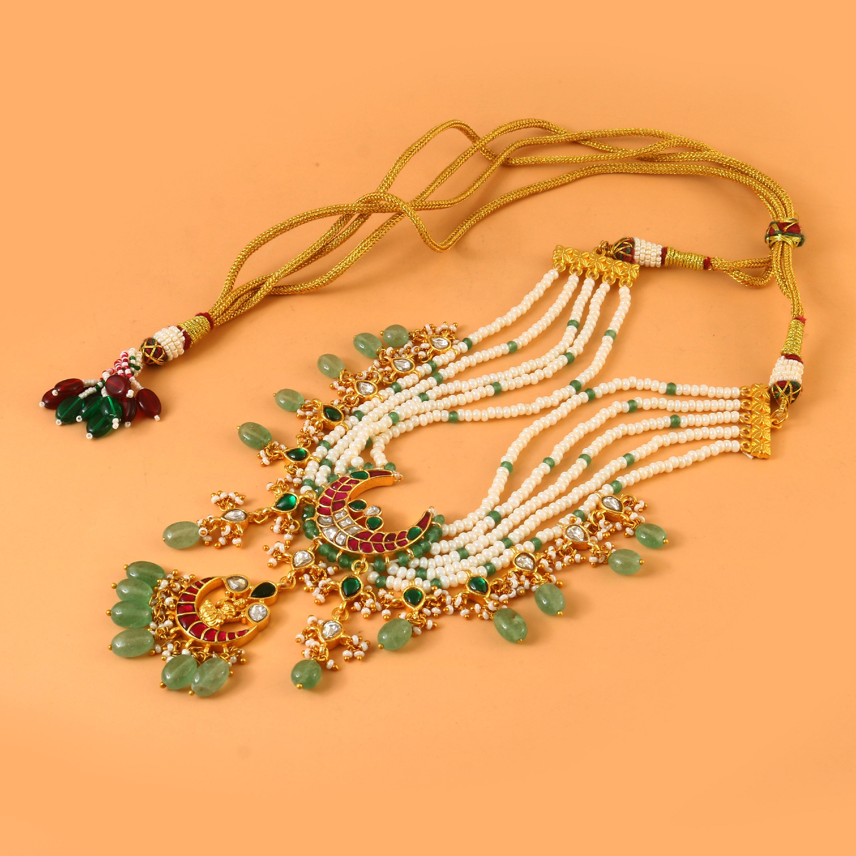 NK-283- Jadau Kundan Necklace with Emerald