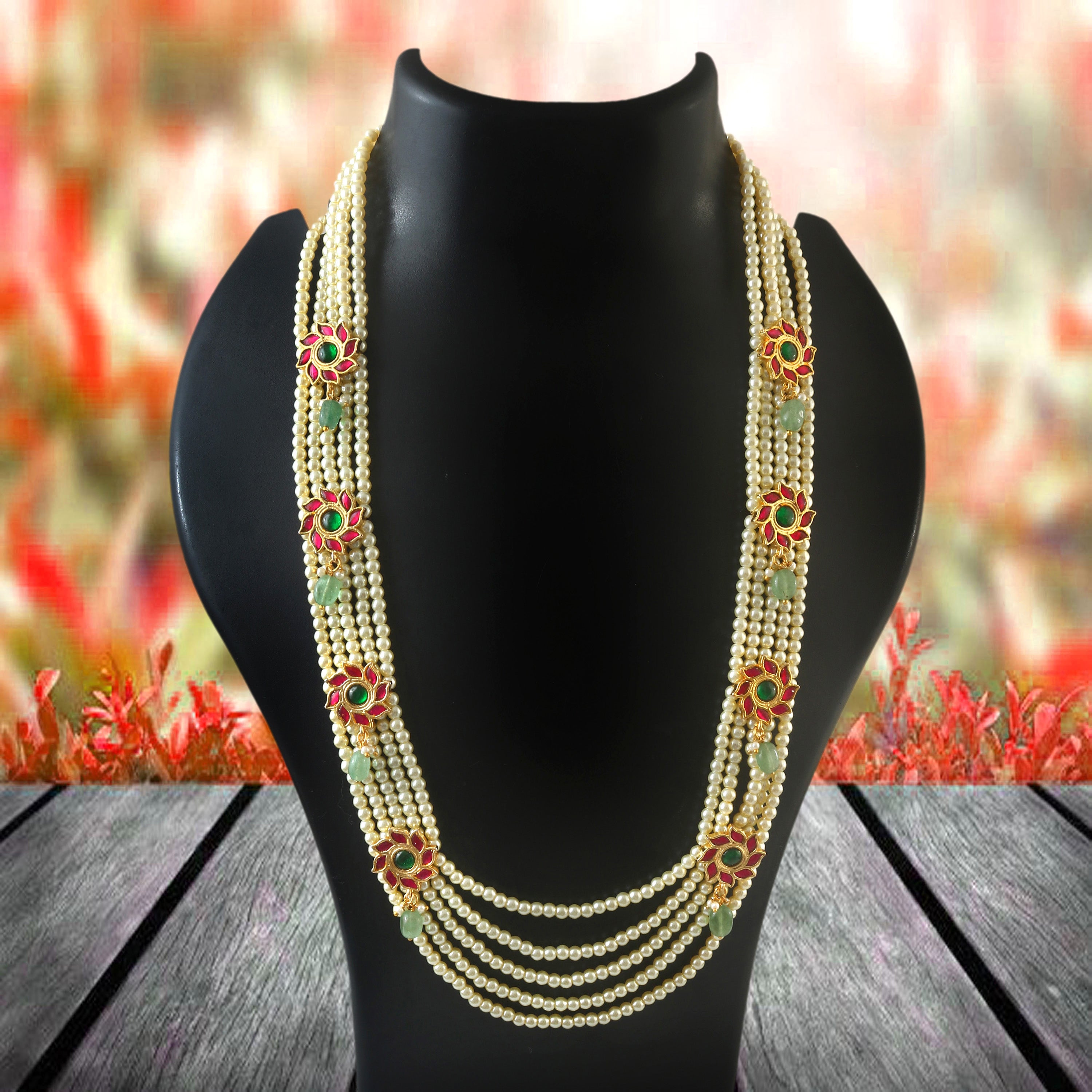 NK-285- Jadau Kundan Necklace with Emerald