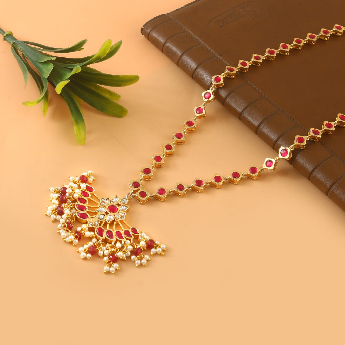 NK-291- Jadau Kundan Necklace with Emerald