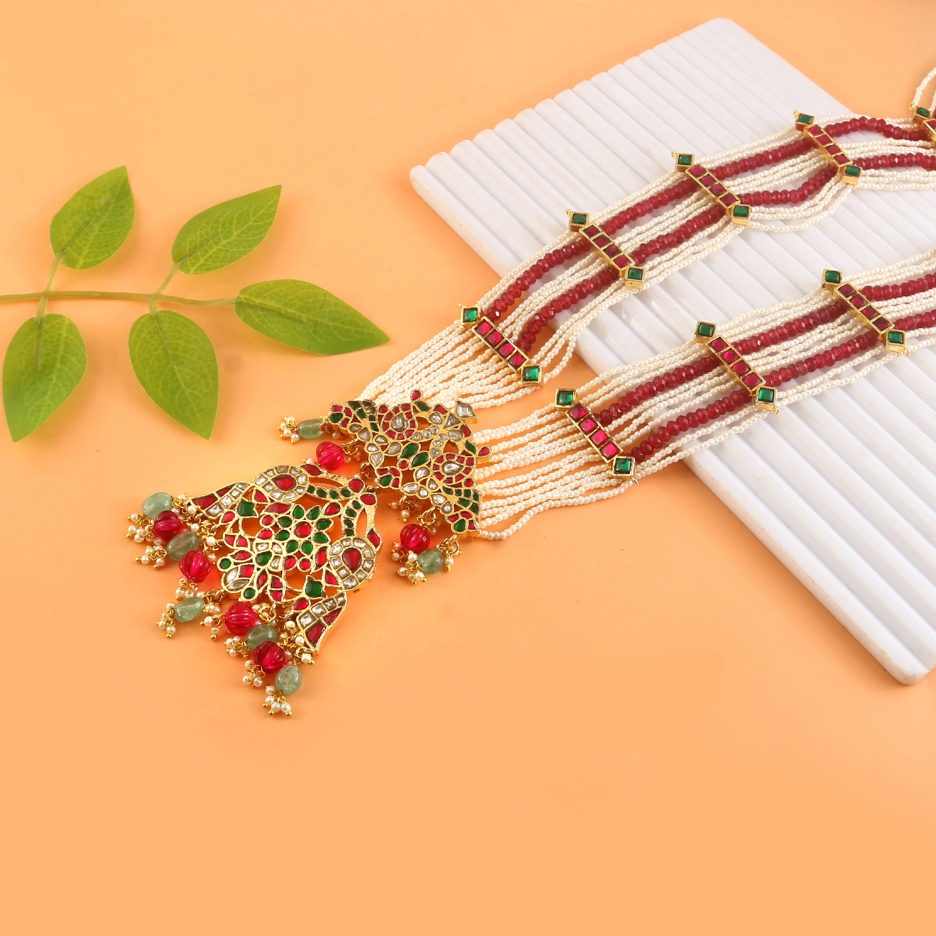 NK-304- Jadau Kundan Necklace with Emerald