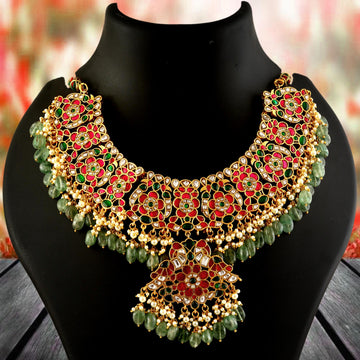 NK-308- Jadau Kundan Necklace with Emerald