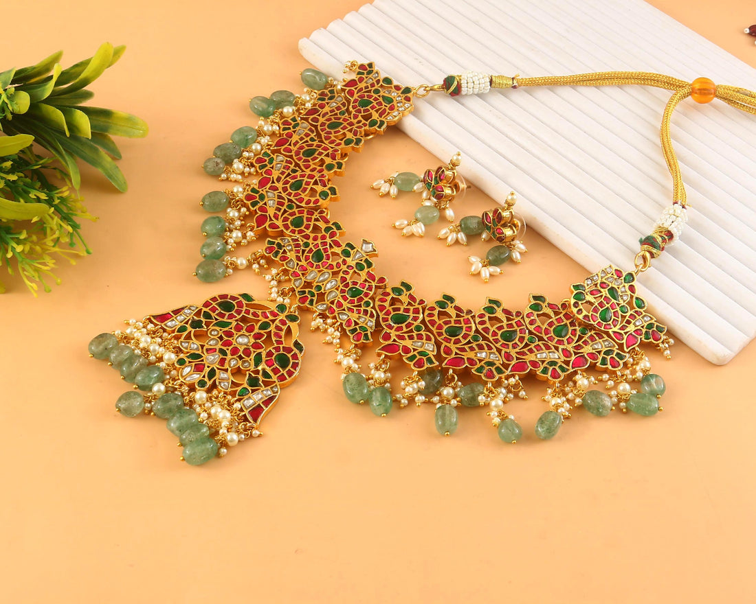 NK-309- Jadau Kundan Necklace with Emerald