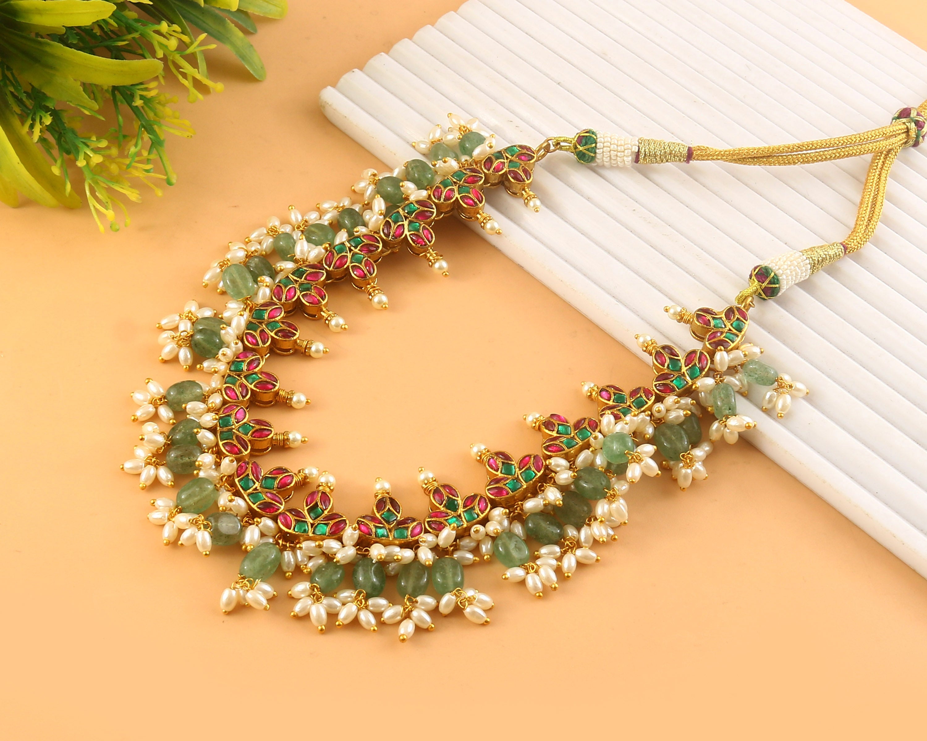NK-311- Jadau Kundan Necklace with Emerald