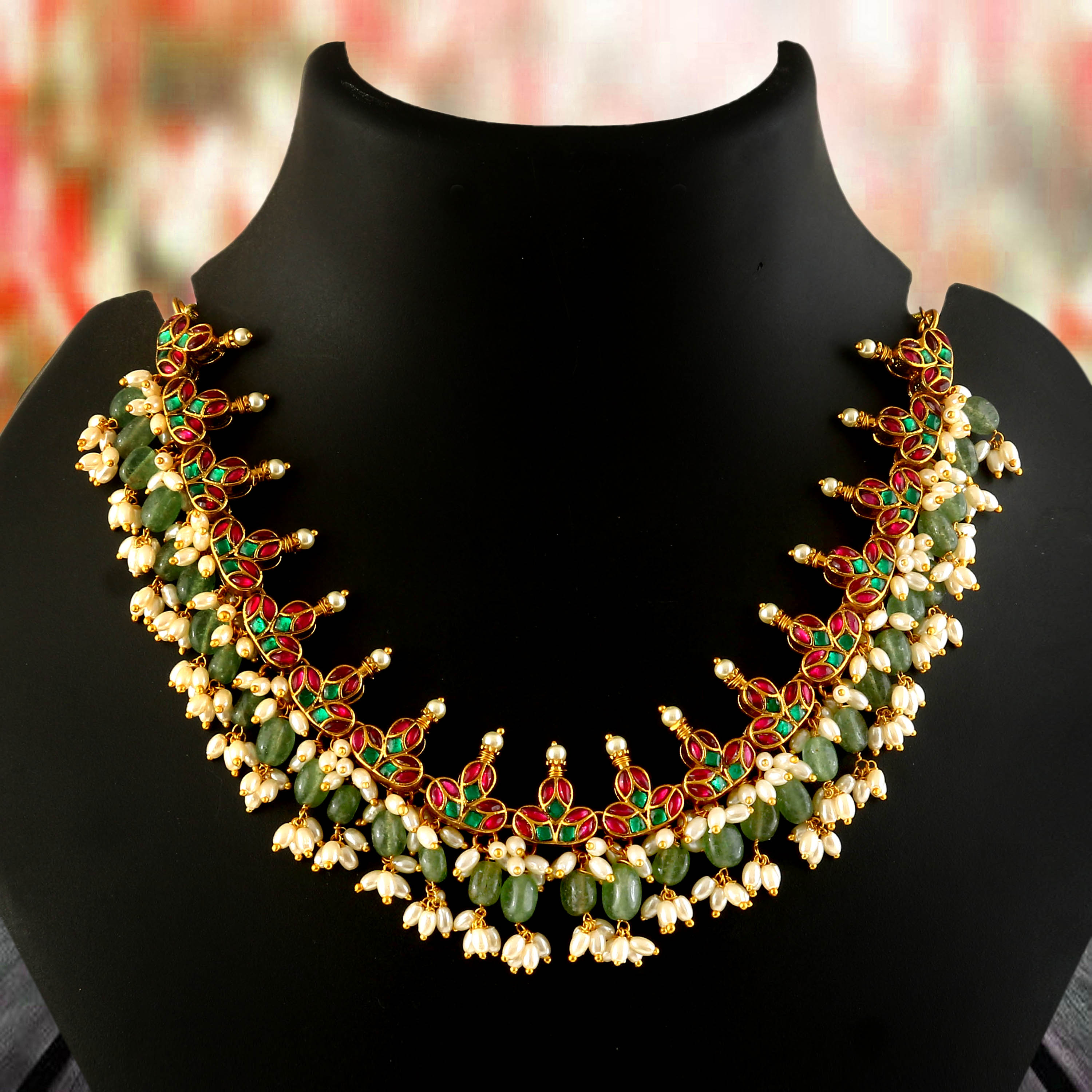 NK-311- Jadau Kundan Necklace with Emerald
