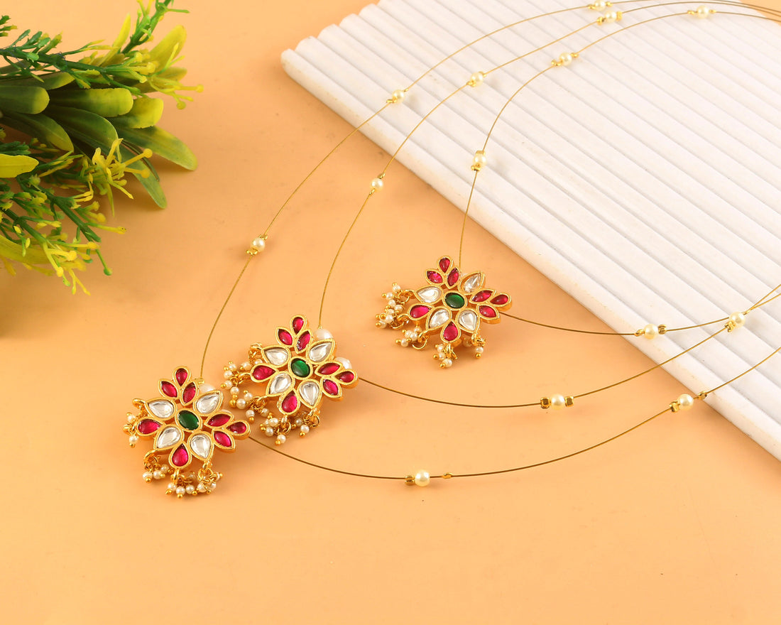 NK-313- Jadau Kundan Necklace with Emerald