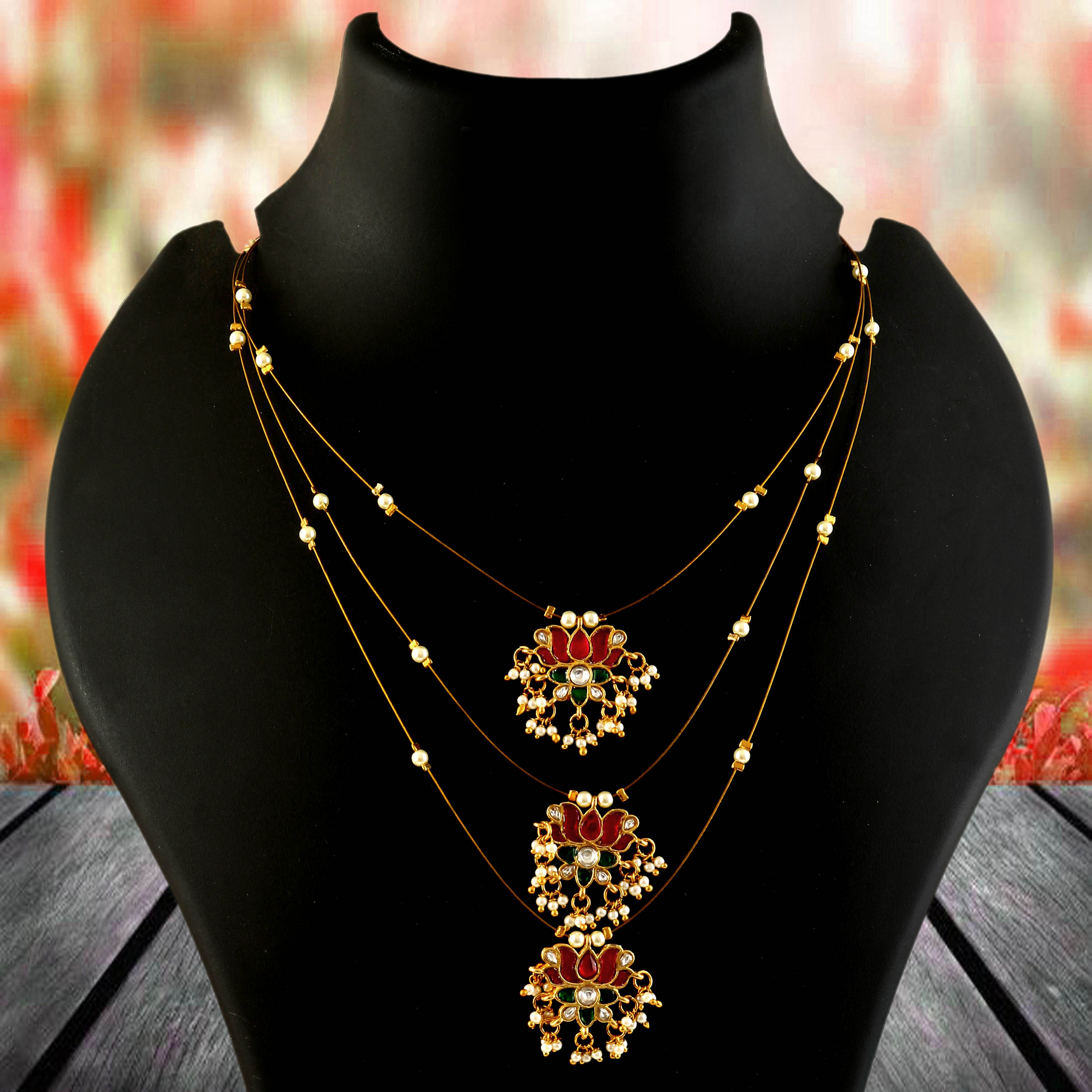 NK-314- Jadau Kundan Necklace with Emerald