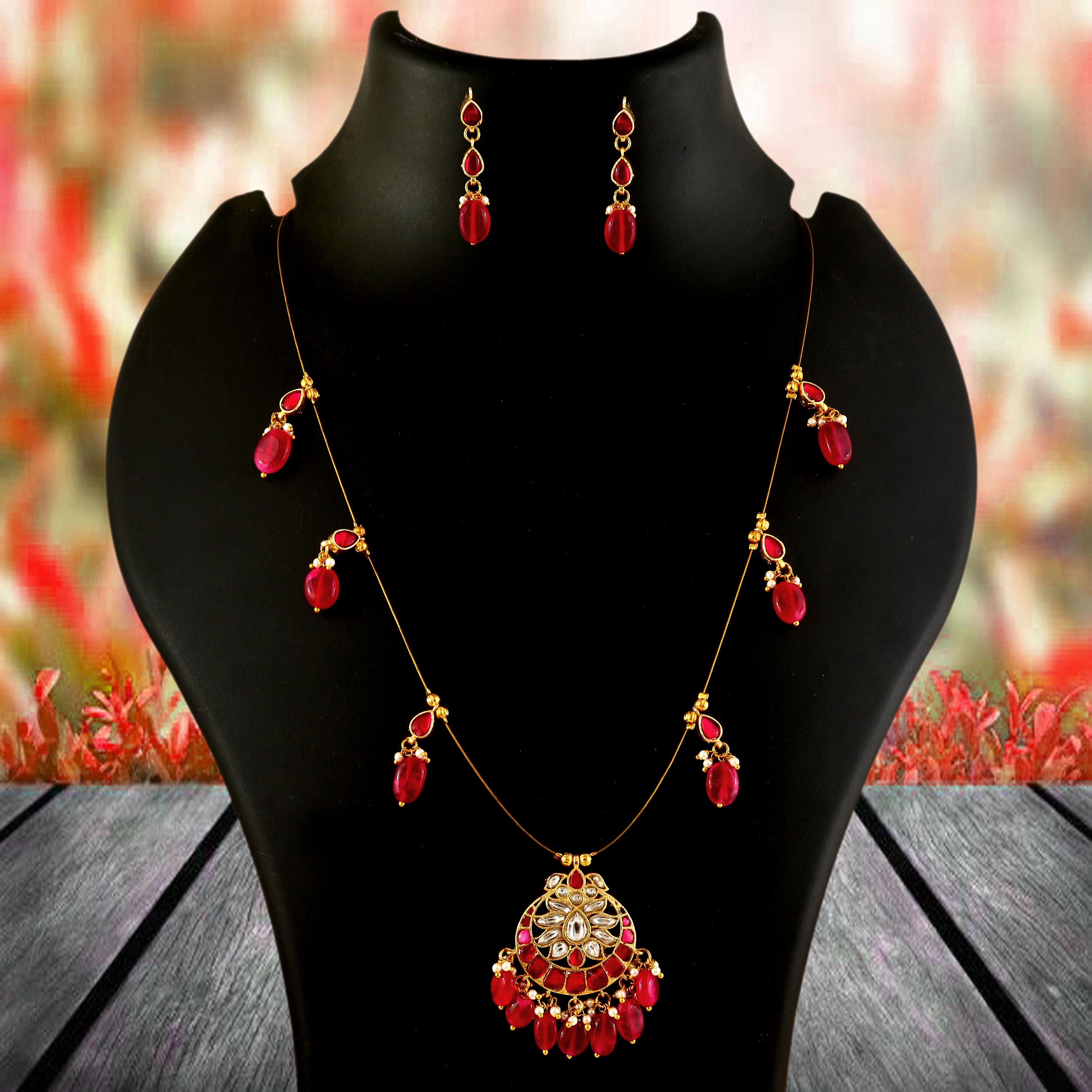 NK-315- Jadau Kundan Necklace with Emerald