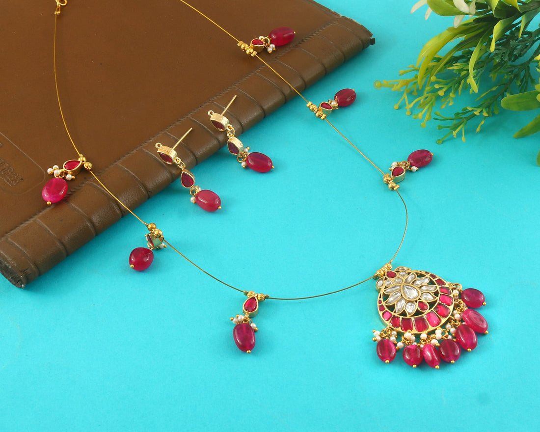 NK-315- Jadau Kundan Necklace with Emerald