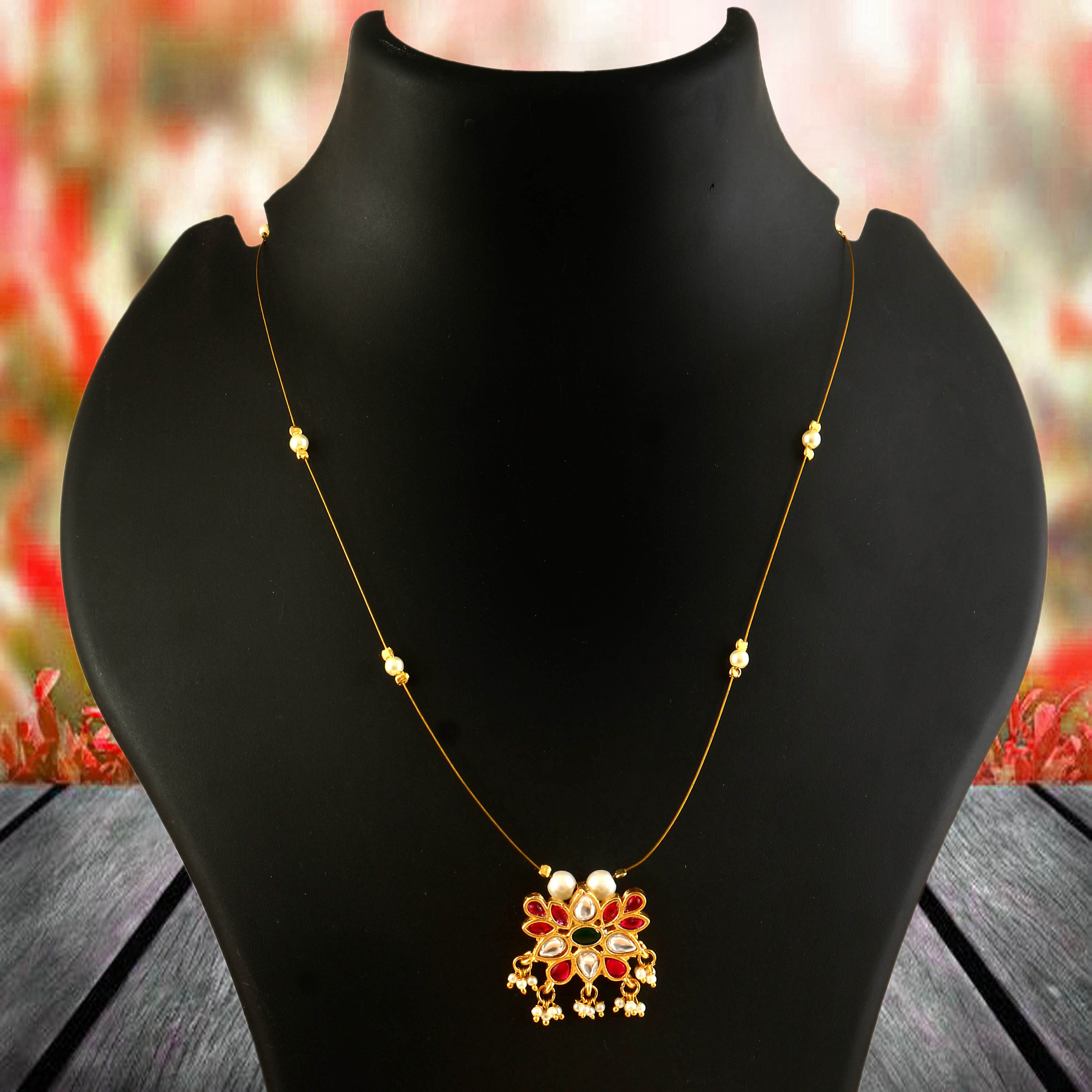 NK-319- Jadau Kundan Necklace with Emerald