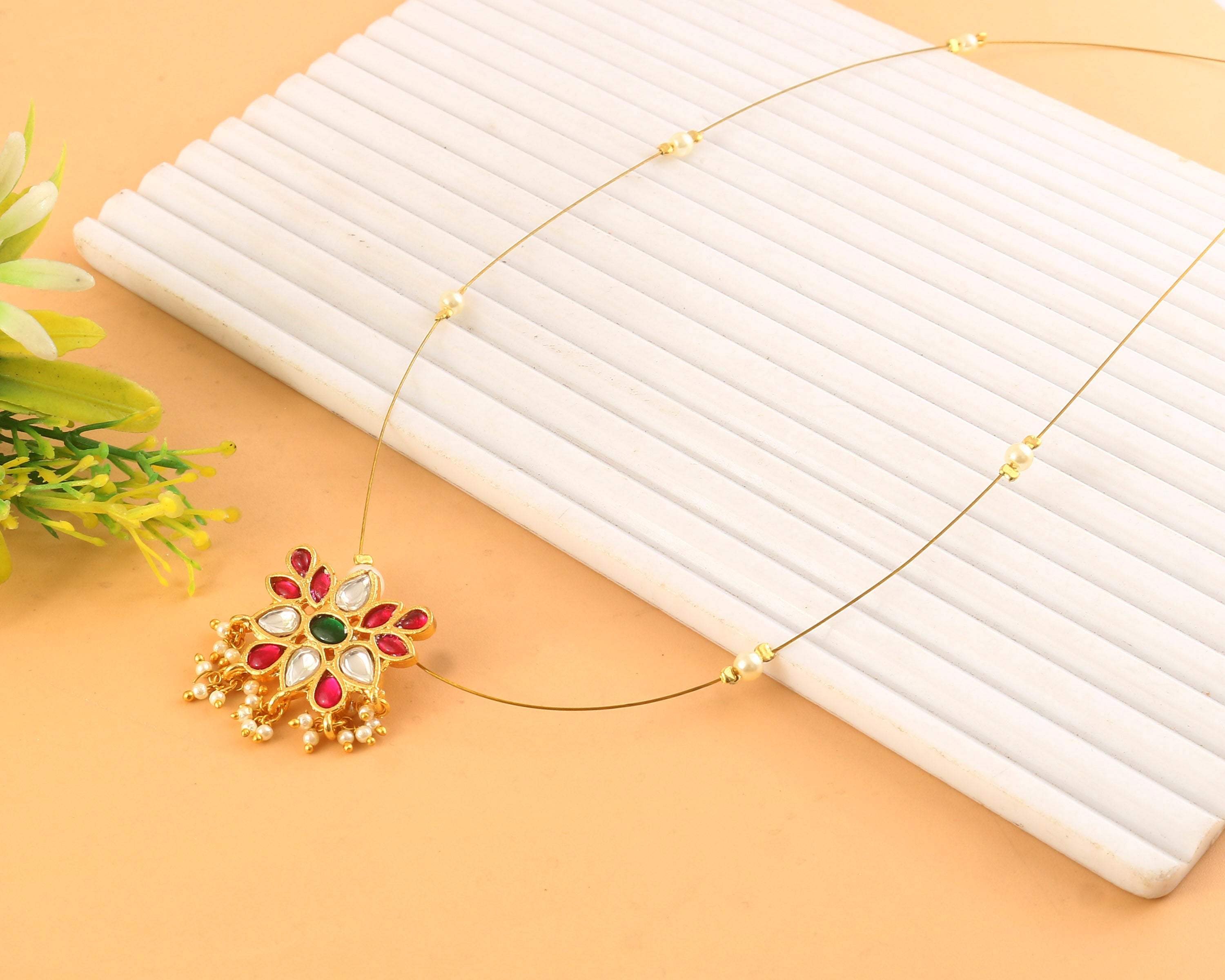 NK-319- Jadau Kundan Necklace with Emerald