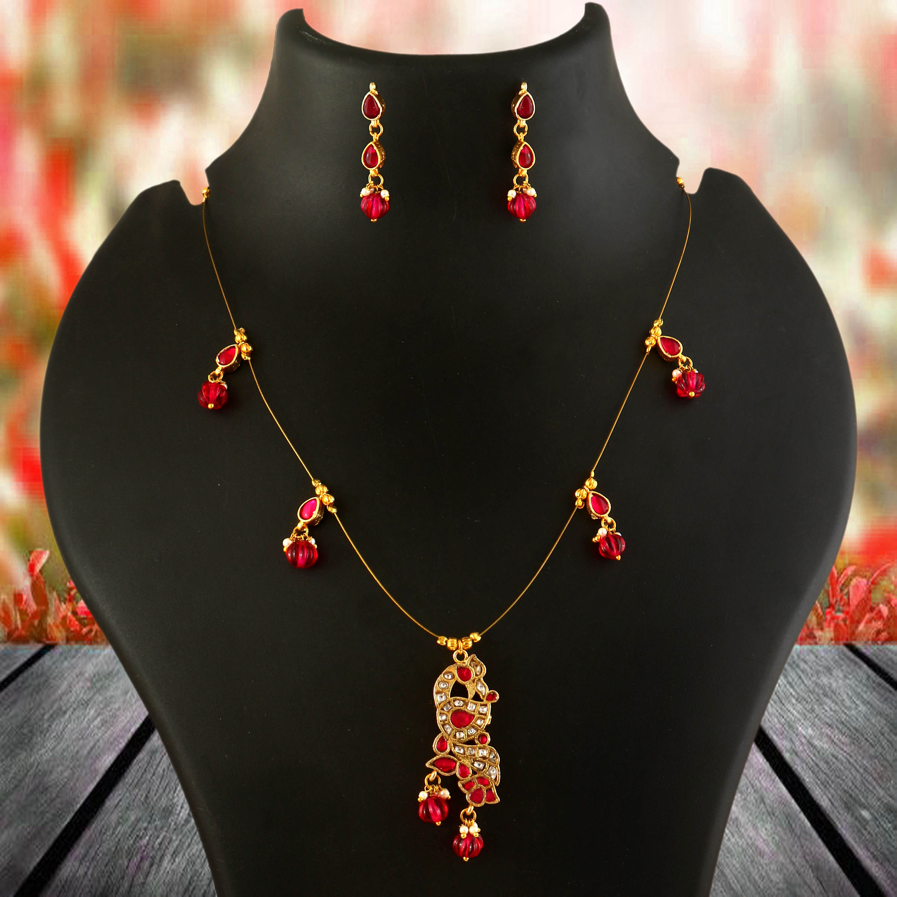 NK-321- Jadau Kundan Necklace with Emerald