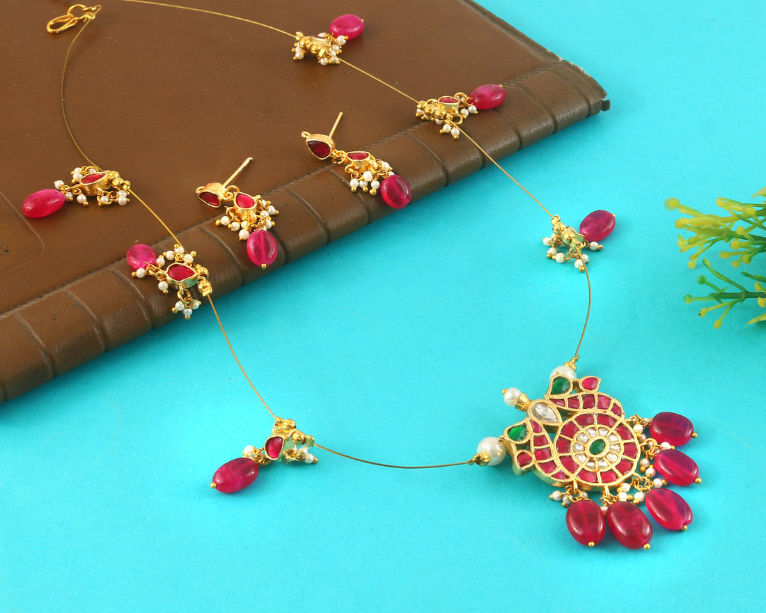 NK-324- Jadau Kundan Necklace with Emerald