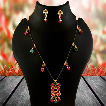 NK-326- Jadau Kundan Necklace with Emerald