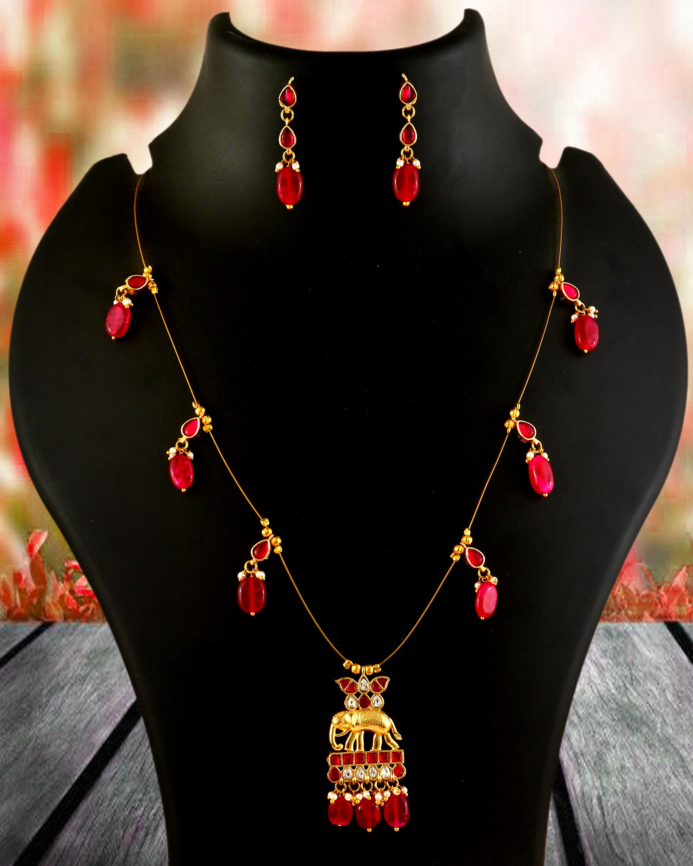 NK-332- Jadau Kundan Necklace with Emerald