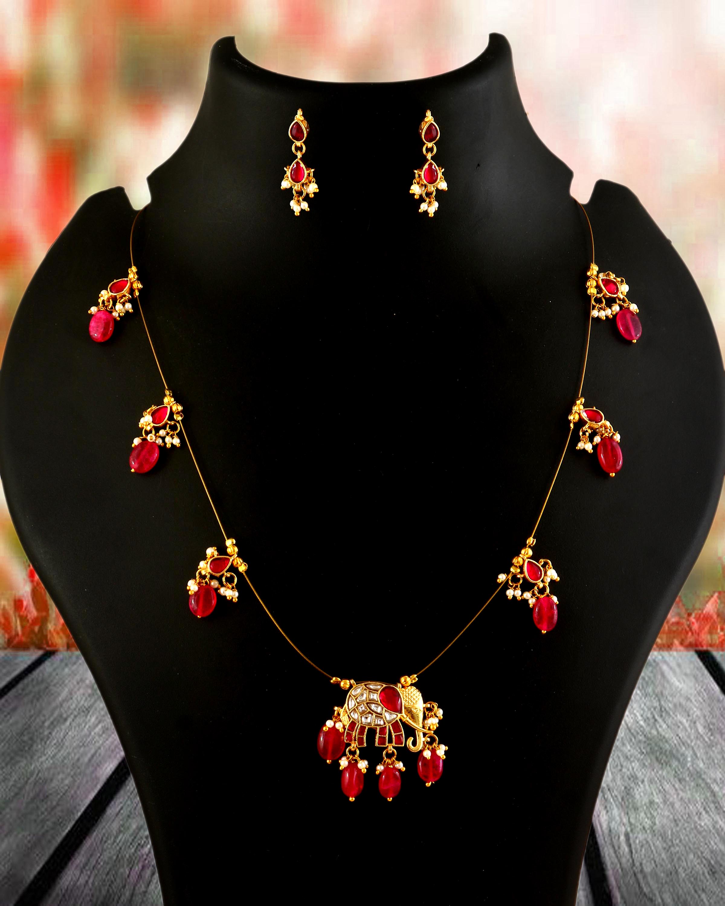 NK-333- Jadau Kundan Necklace with Emerald
