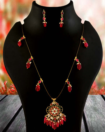 NK-335- Jadau Kundan Necklace with Emerald