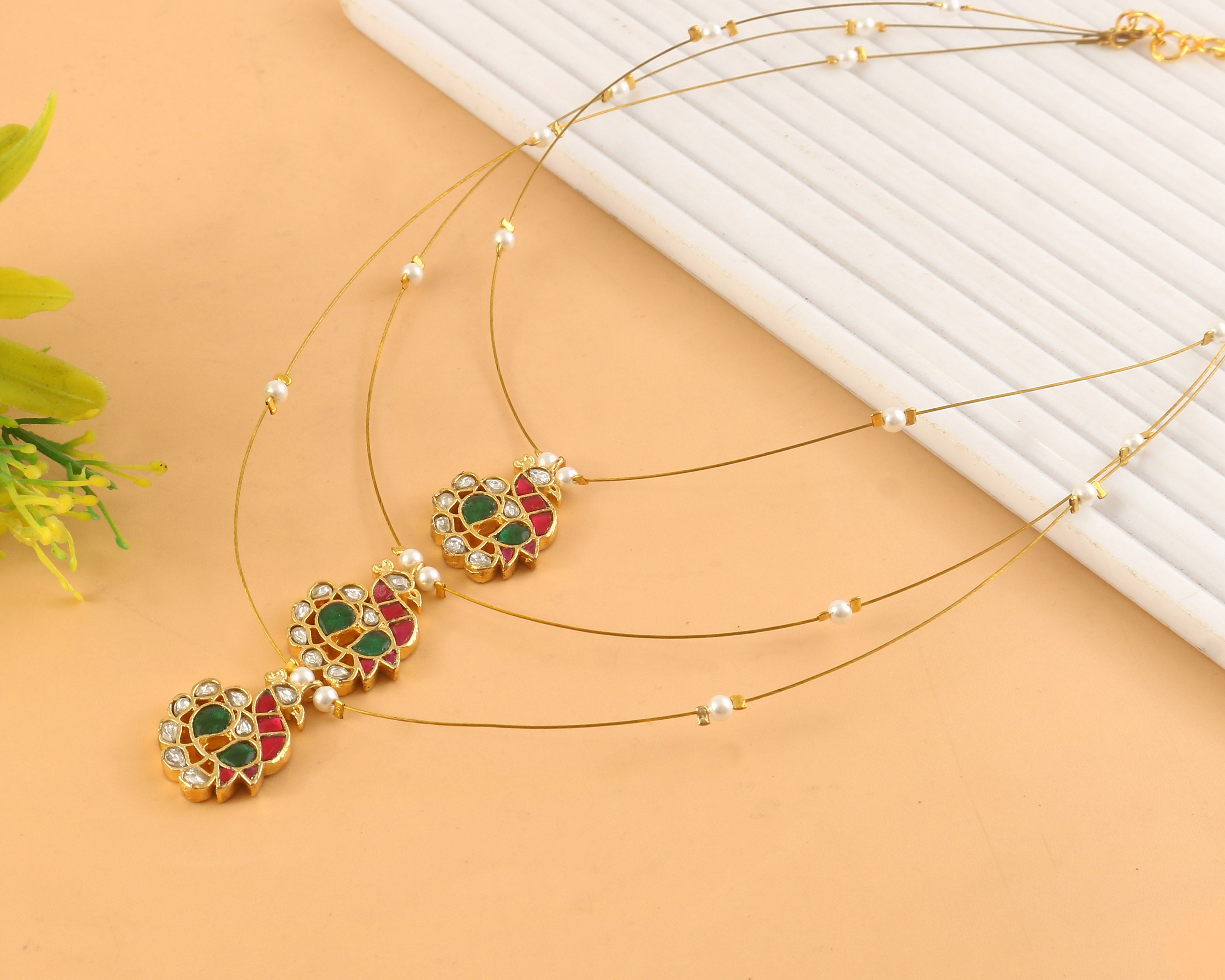 NK-336- Jadau Kundan Necklace with Emerald