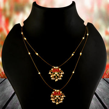 NK-337- Jadau Kundan Necklace with Emerald