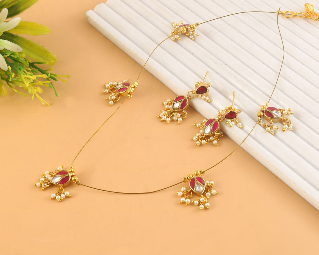 NK-339- Jadau Kundan Necklace with Emerald