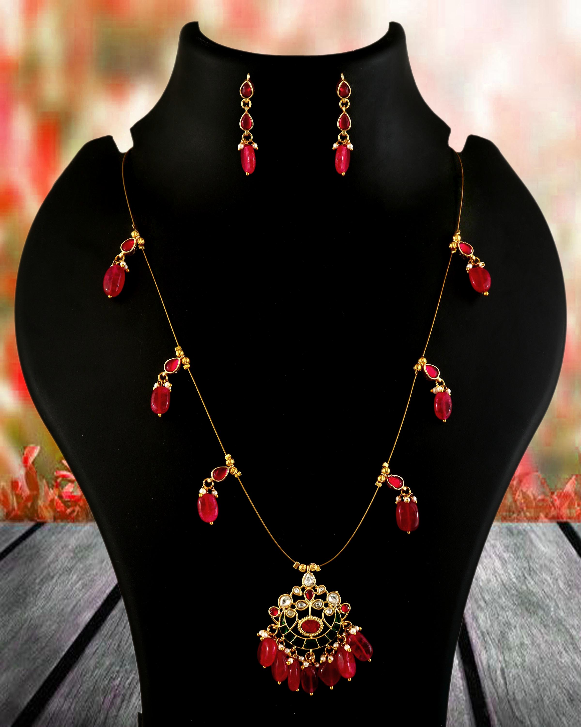 NK-340- Jadau Kundan Necklace with Emerald