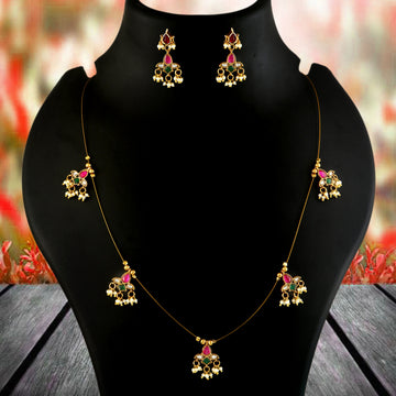 NK-341- Jadau Kundan Necklace with Emerald