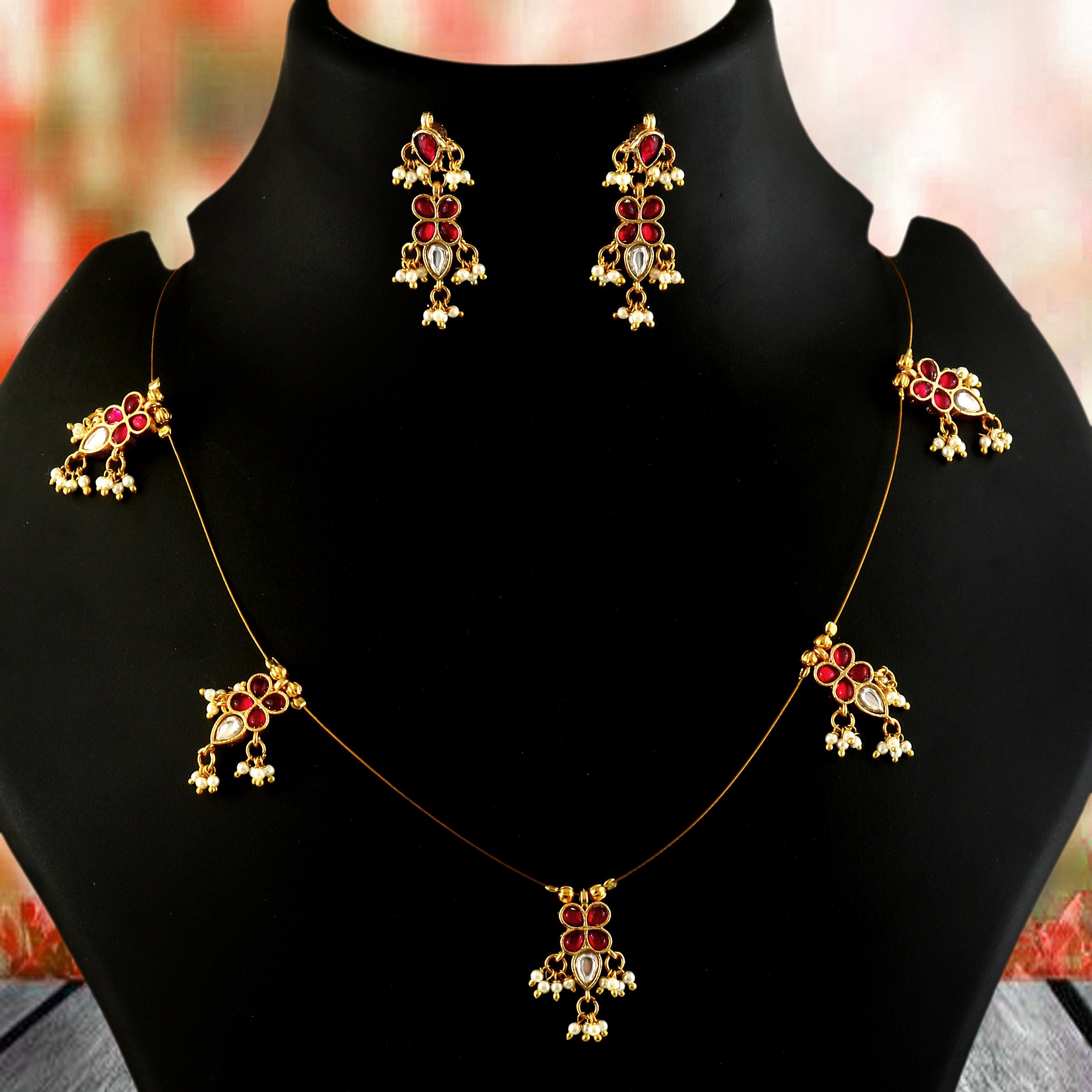 NK-342- Jadau Kundan Necklace with Emerald