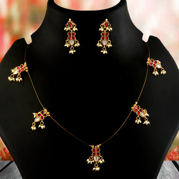 NK-342- Jadau Kundan Necklace with Emerald