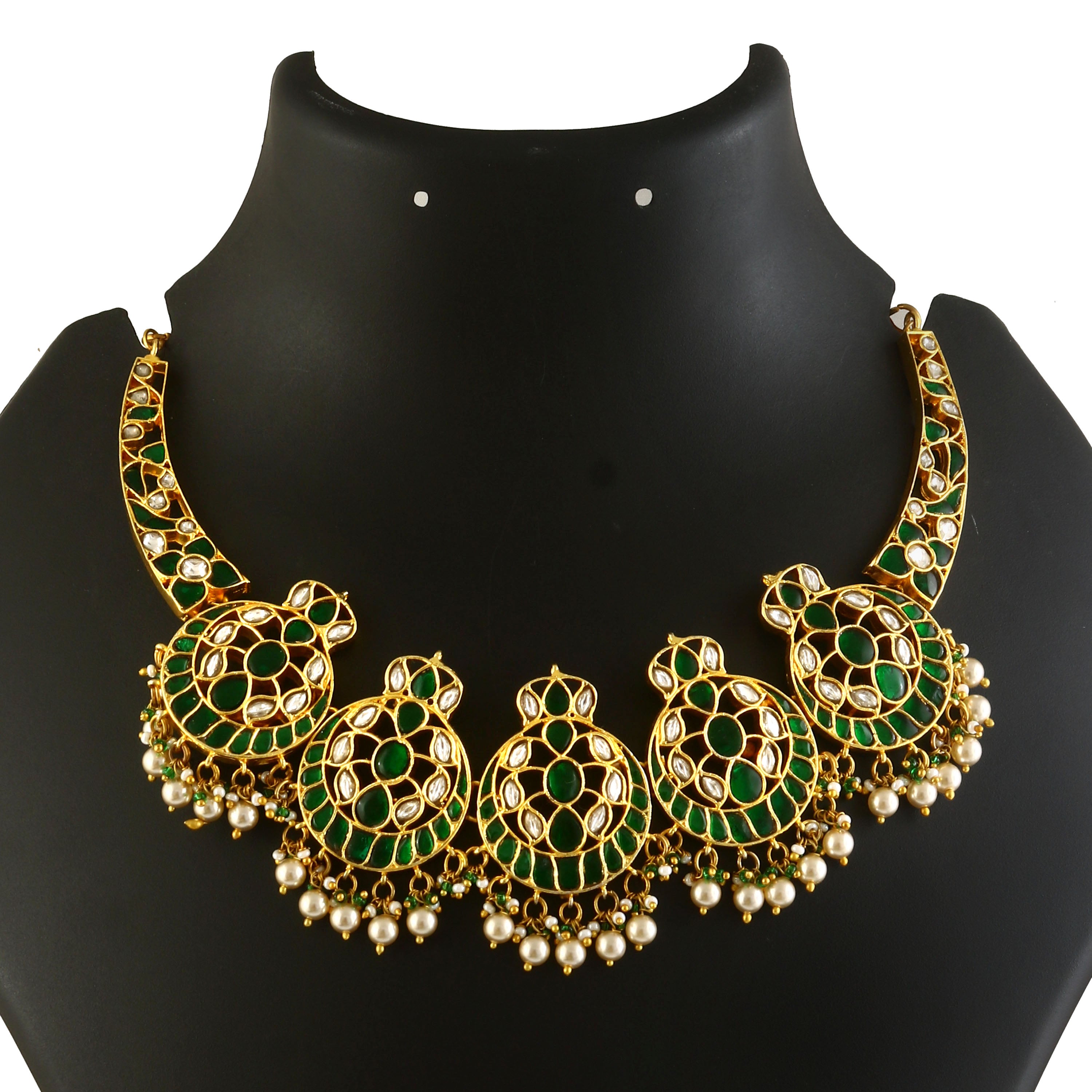 NK-343- Jadau Kundan Necklace with Emerald