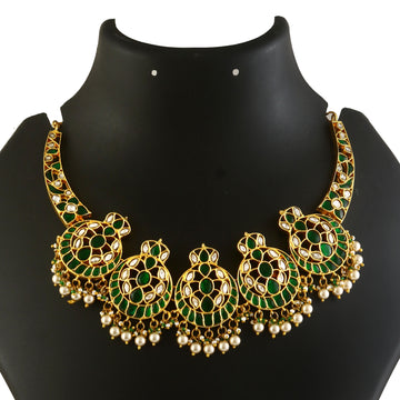 NK-343- Jadau Kundan Necklace with Emerald